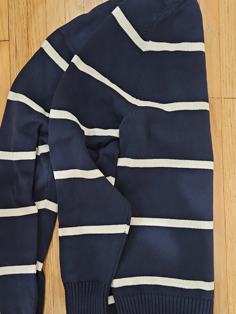 J. Crew Navy & White Striped Crewneck Sweater